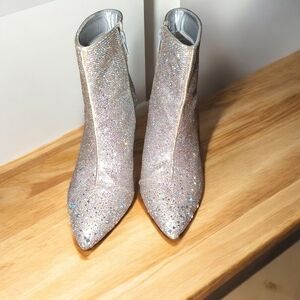 Shimmering Silver Ankle Booties